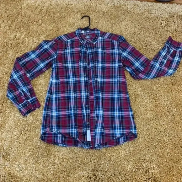 Men's Logg Plaid h&m blue and red button down shirt - sz small - Picture 1 of 4